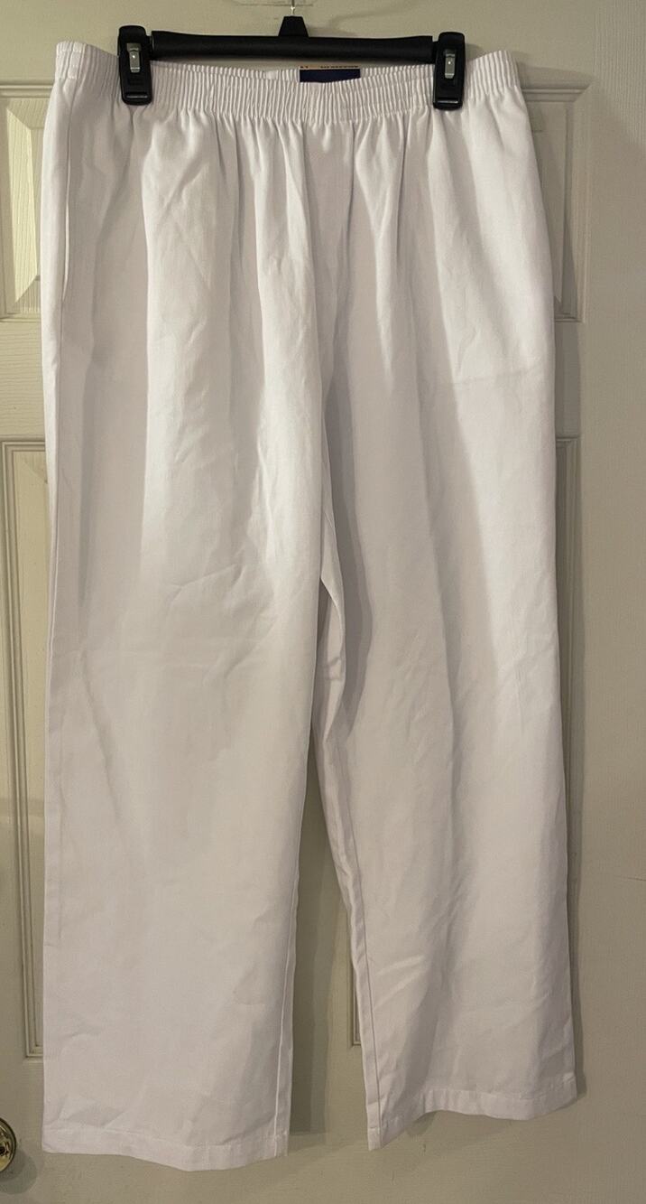 NEW TAGS Defunct Kmart Basic Editions Relaxed Fit White Casual Pants, Sz L